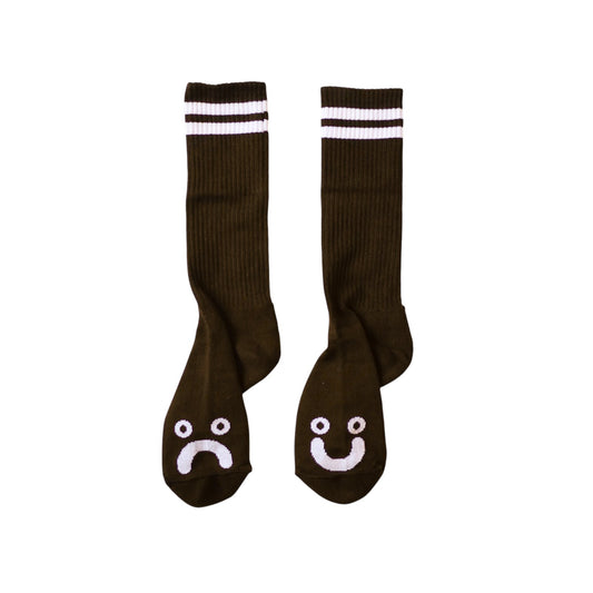 Polar Skate Co.（ポーラー スケートボード カンパニー）のソックス Happy Sad Socks Brown