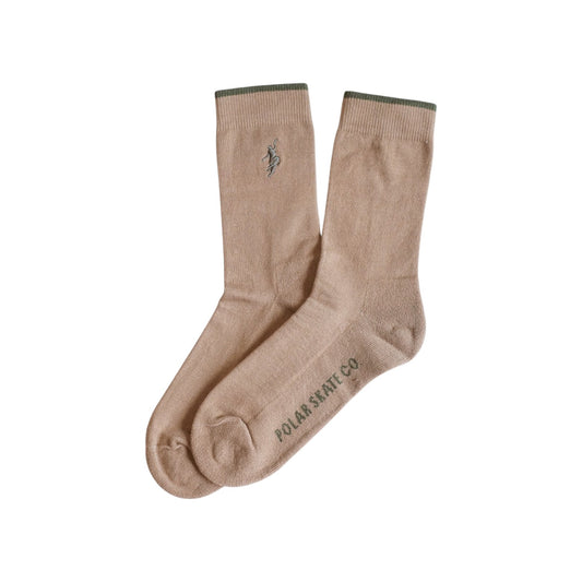 Polar Skate Co.（ポーラー スケートボード カンパニー）のソックス Business Socks No complies Forever - Beige/Olive 