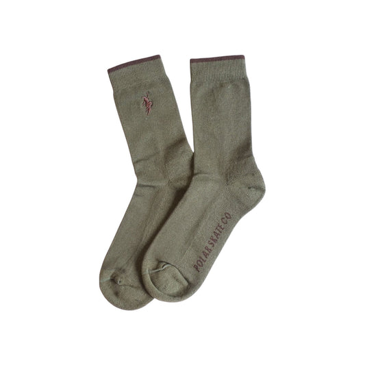 Polar Skate Co.（ポーラー スケートボード カンパニー）のソックス Business Socks No complies Forever - Green/Brown