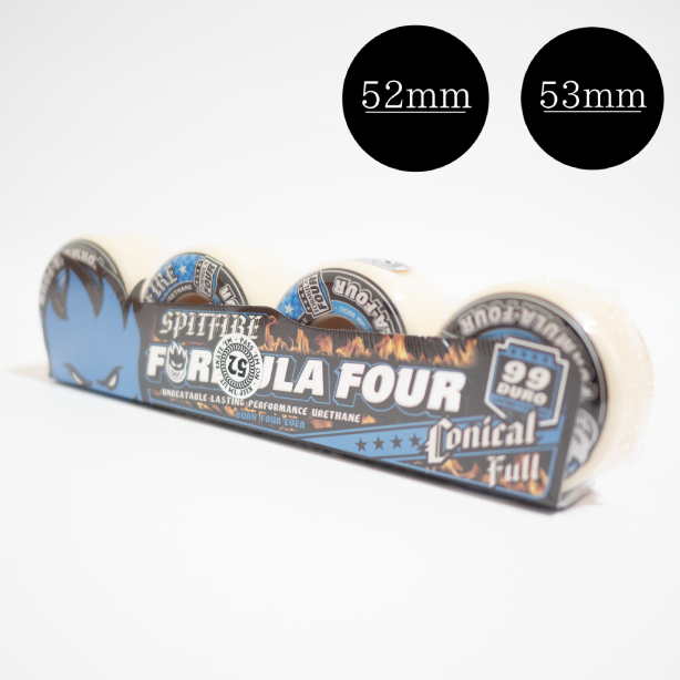 Conical Formula Four 99A ウィール 4個入り52mm Spitfire Formula Four Conical 54mm 99a Natural - CalStreets